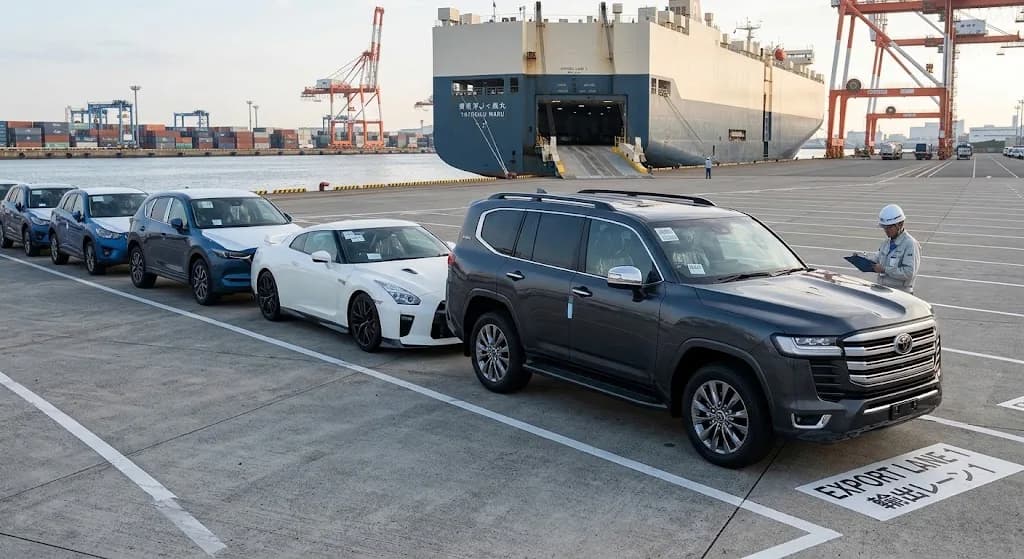 Japanese vehicles prepared for worldwide export