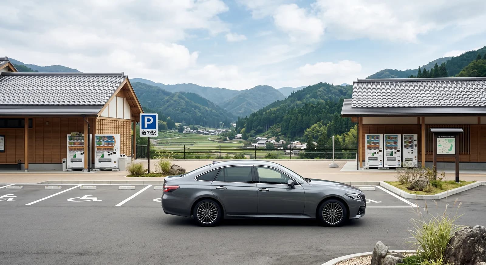 Japanese rental vehicle at a countryside roadside station