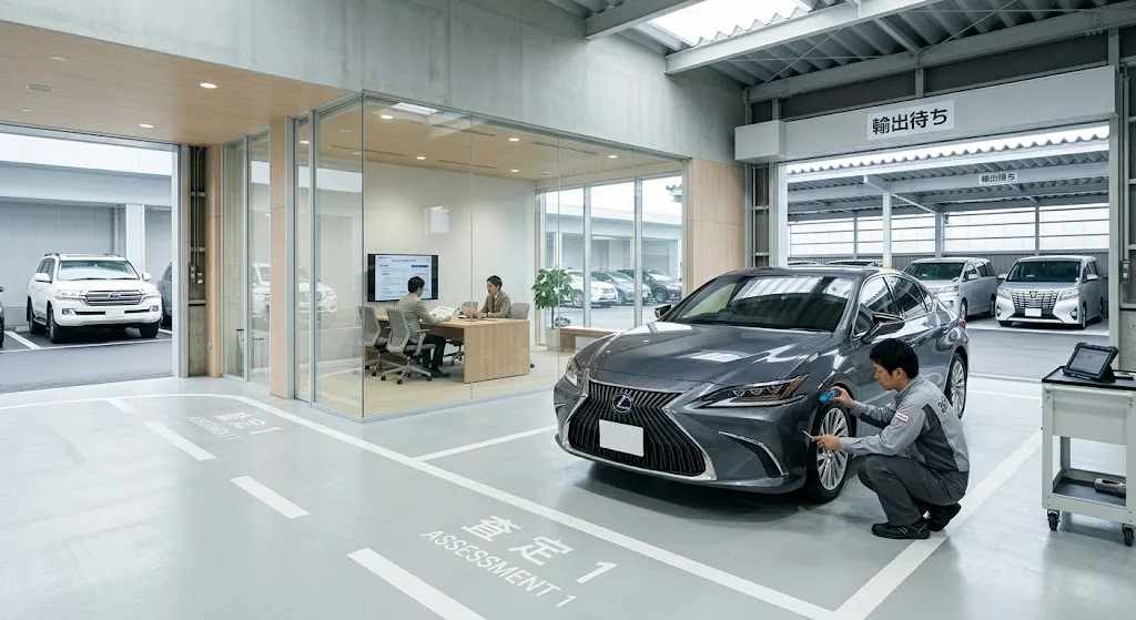 360 Moto vehicle assessment and buyer support facility in Japan